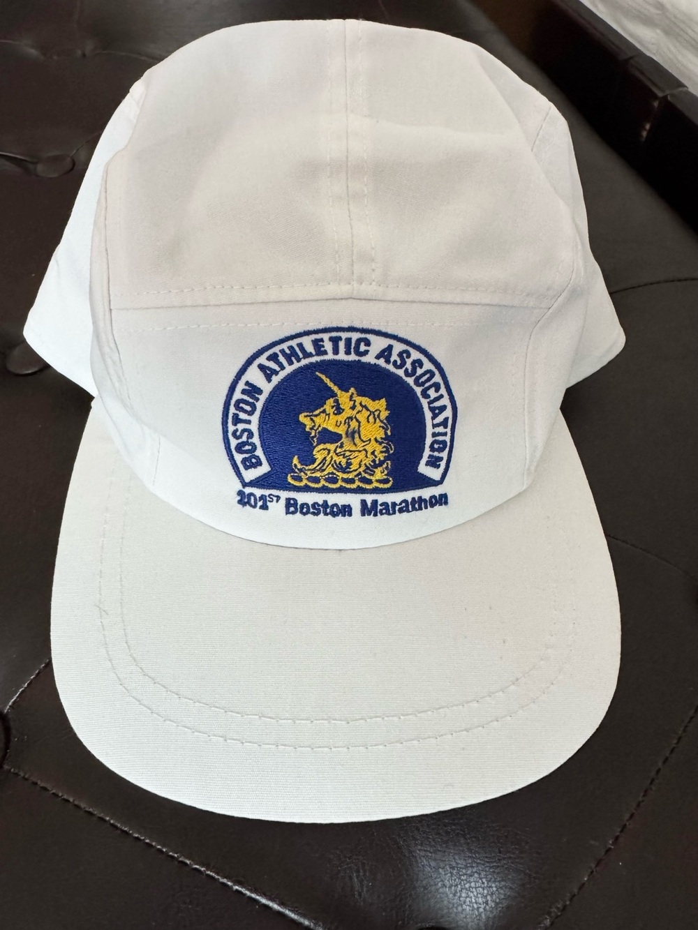 Vintage 1997 Boston Marathon 101st BAA 5-Panel Camp Hat Microsoft Digital White